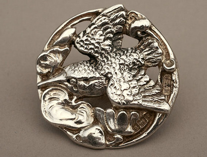 Art Nouveau Silver Cast Buttons (Set of 6) - Kingfisher